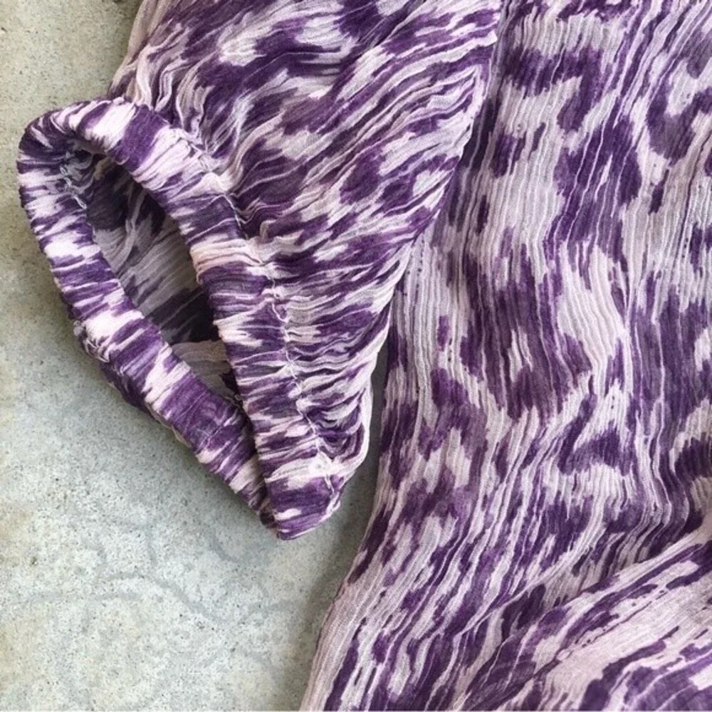 Etoile Isabel Marant Dress Silk Chiffon Sheer Shift Long Sleeved Mini Purple 0